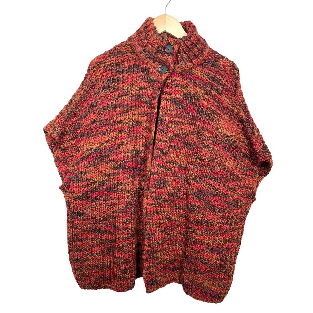 Anthropologie Elsamanda Wool blend chunky poncho sweater 90s fall preppy sz OS